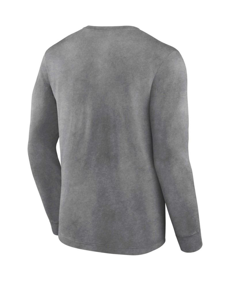 Men's Heather Charcoal Distressed Las Vegas Raiders Washed Primary Long Sleeve T-shirt