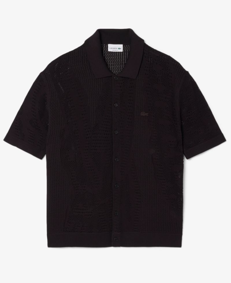 Men's Lacy Knit Polo Collar Sweater Shirt