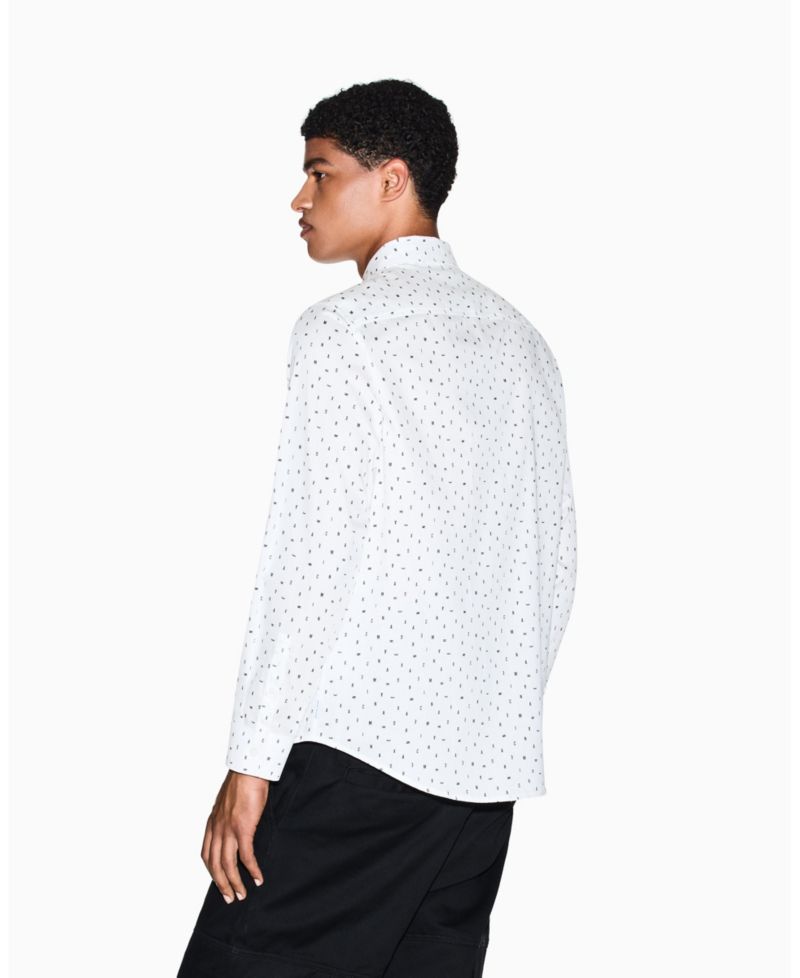 Men's Allover Letter Logo Satin Woven Shirt