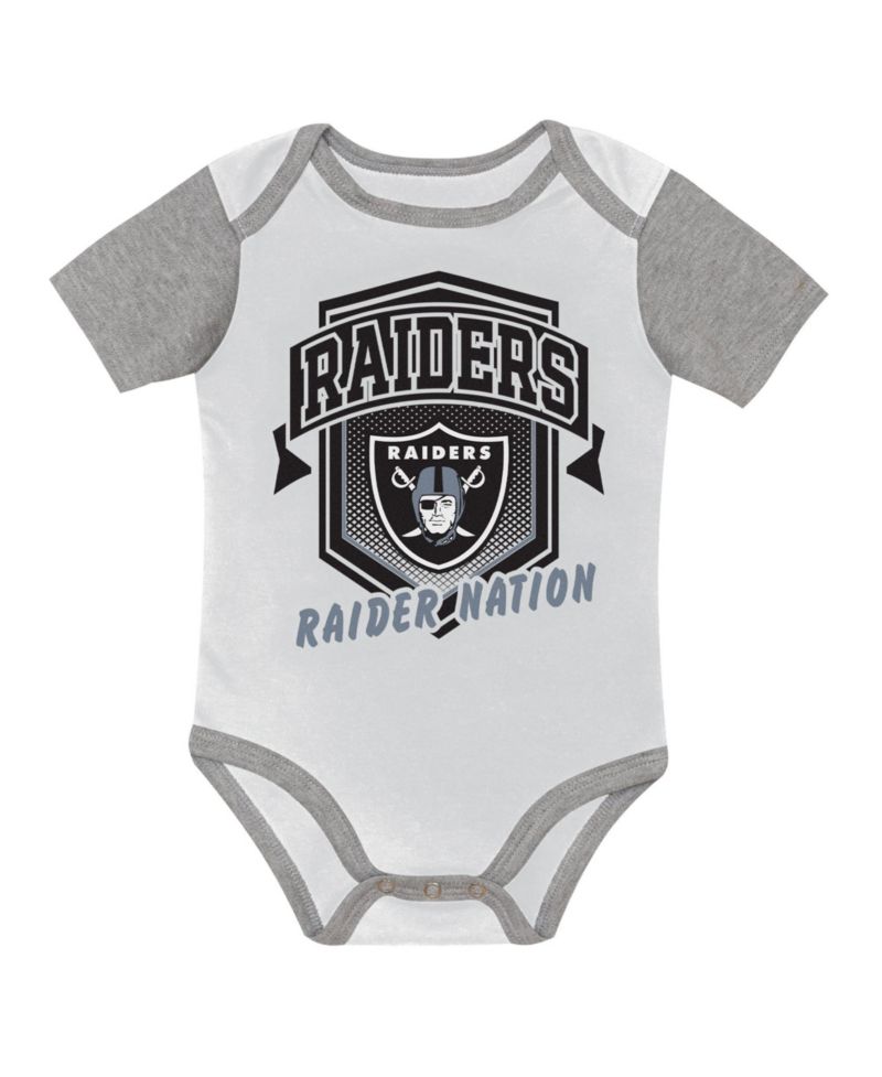 Baby Boys and Girls Las Vegas Raiders First Round Pick 3-Piece Bodysuit Set