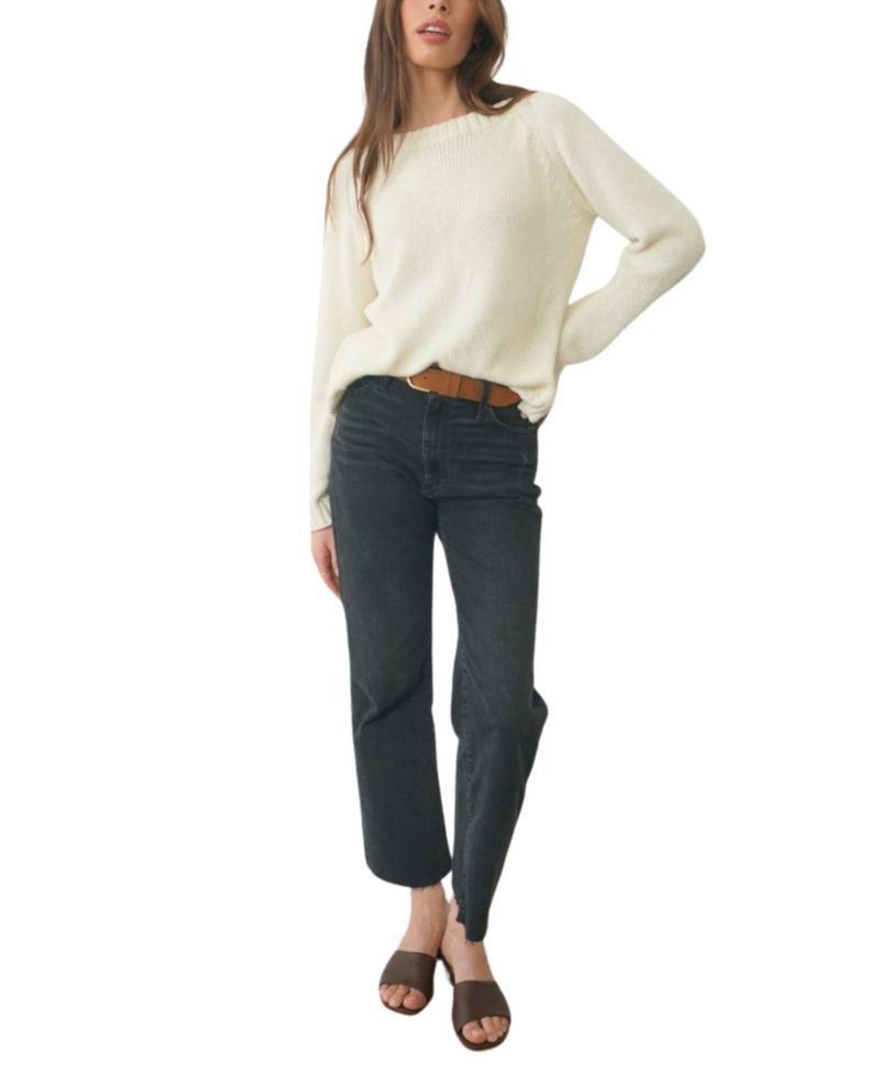 Women's Cotton Sloane Crewneck Pullover Sweater in Oat
