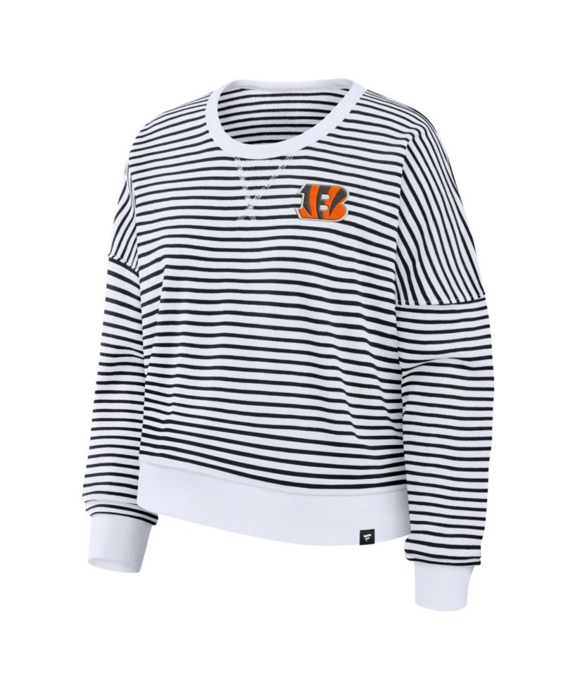 Women's Cincinnati Bengals Striped Oversized French-Terry Sweatshirt