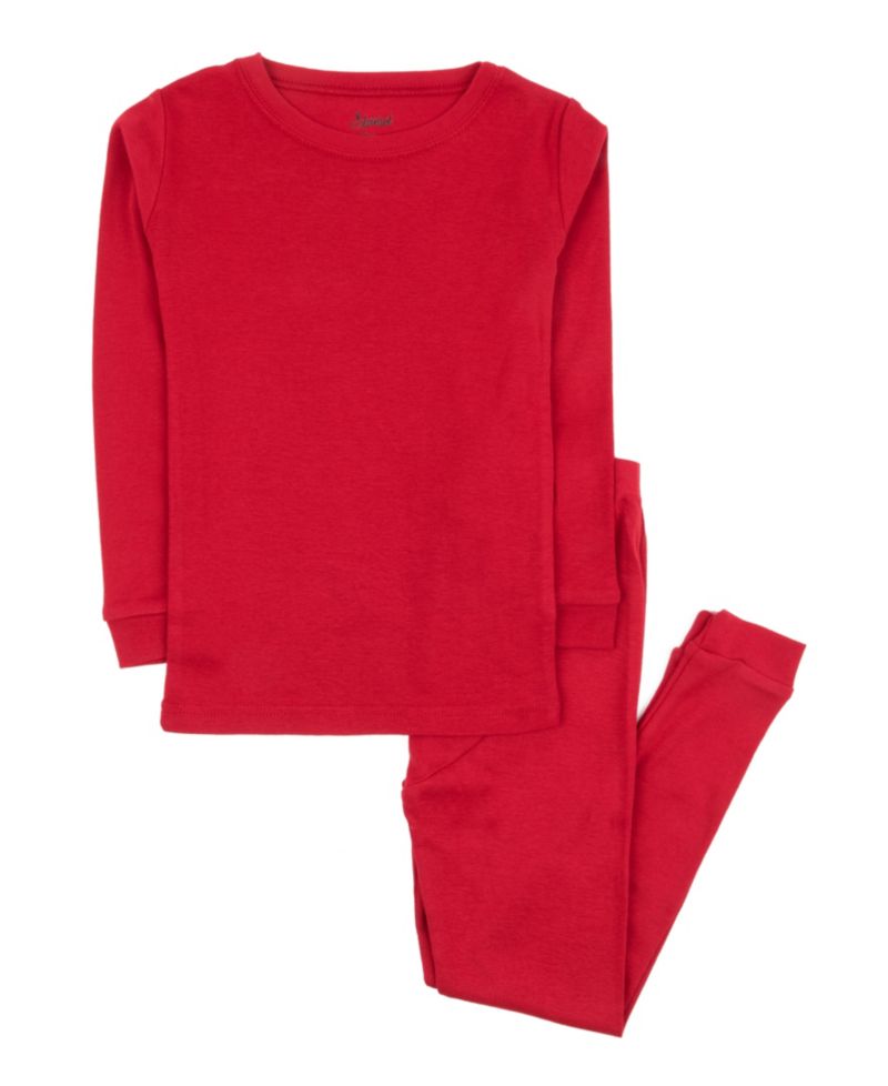 Toddler Matching Family Two Piece Cotton Long Sleeve Solid Color Pajamas 2T-5T