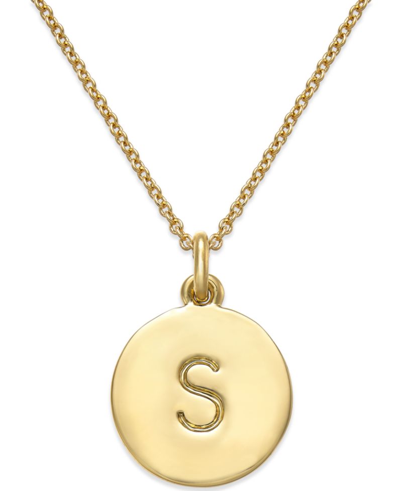 gold plated Initials Pendant Necklace, 17" + 3" Extender