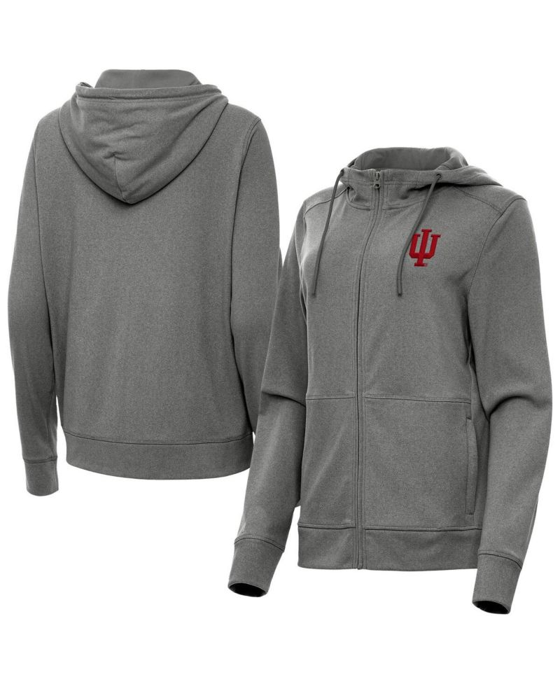 Women's Heather Black Indiana Hoosiers Seeker Full-Zip Hoodie Jacket