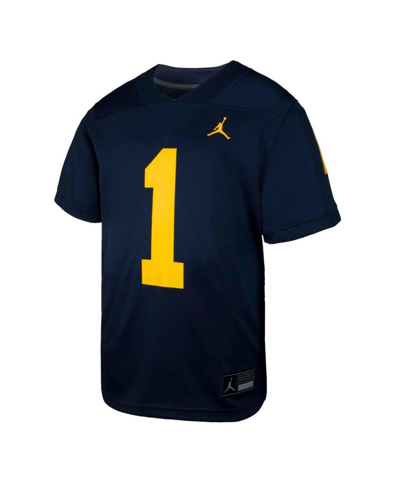 Big Boys and Girls Jordan 1 Navy Michigan Wolverines Untouchable Replica Game Jersey