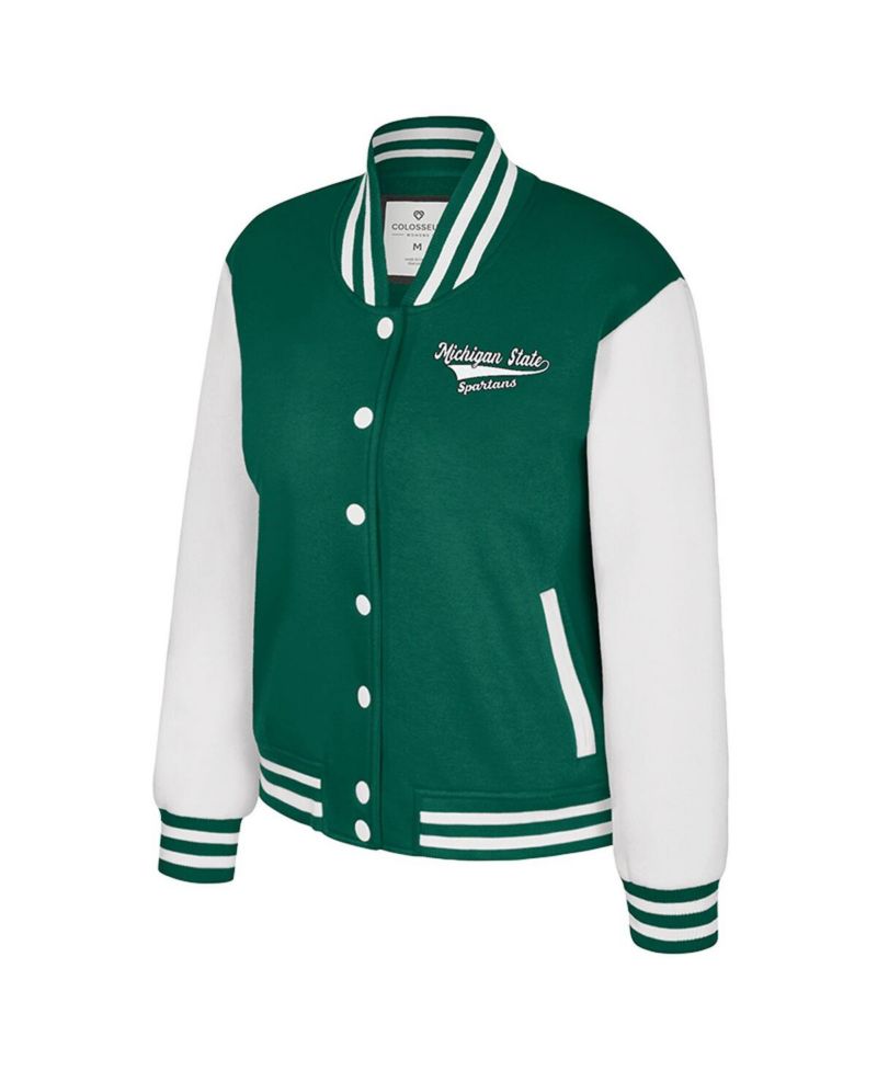 Women's Green Michigan State Spartans French Baguette Full Snap Fleece Jacket