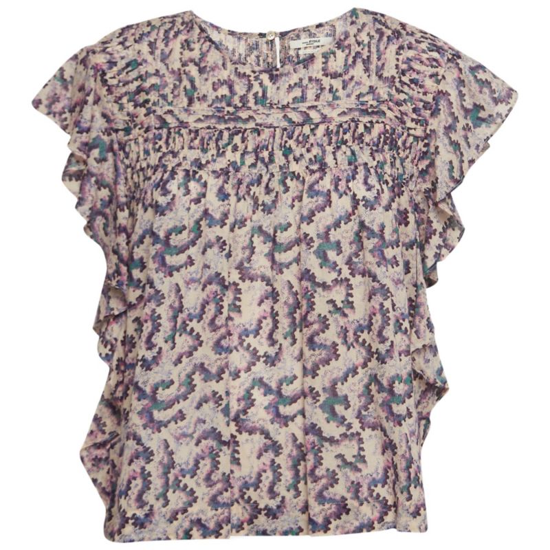 Women's Etoile Multicolor Printed Cotton Ruffled Ilayona Top