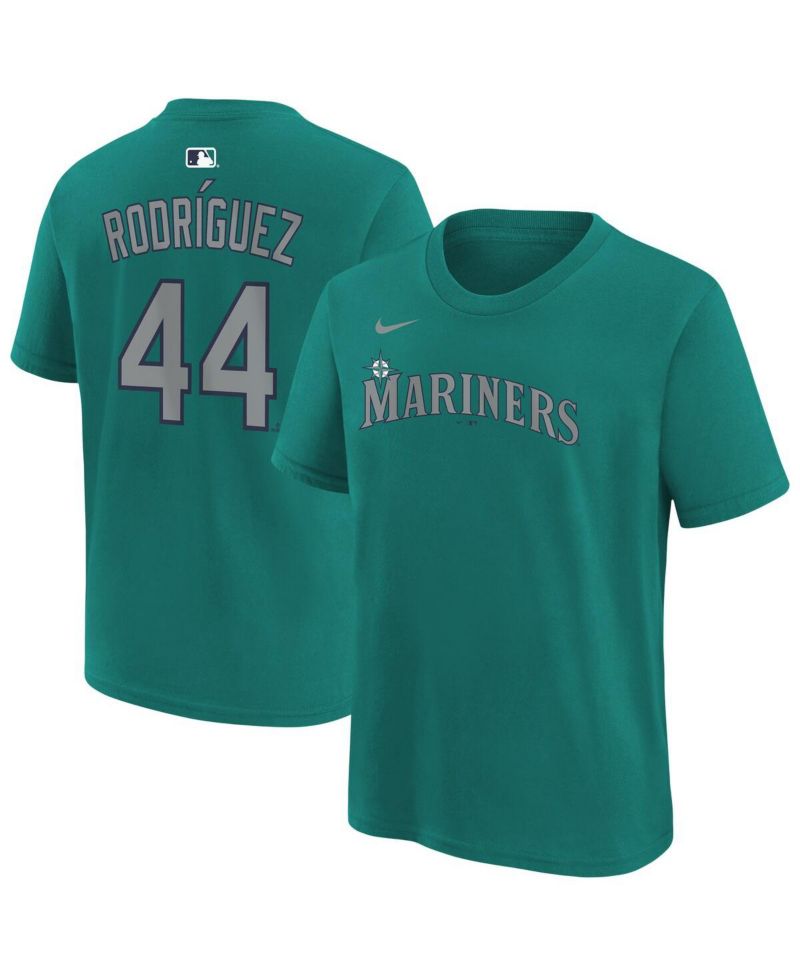 Big Boys and Girls Julio Rodríguez Teal Seattle Mariners Name & Number T-Shirt