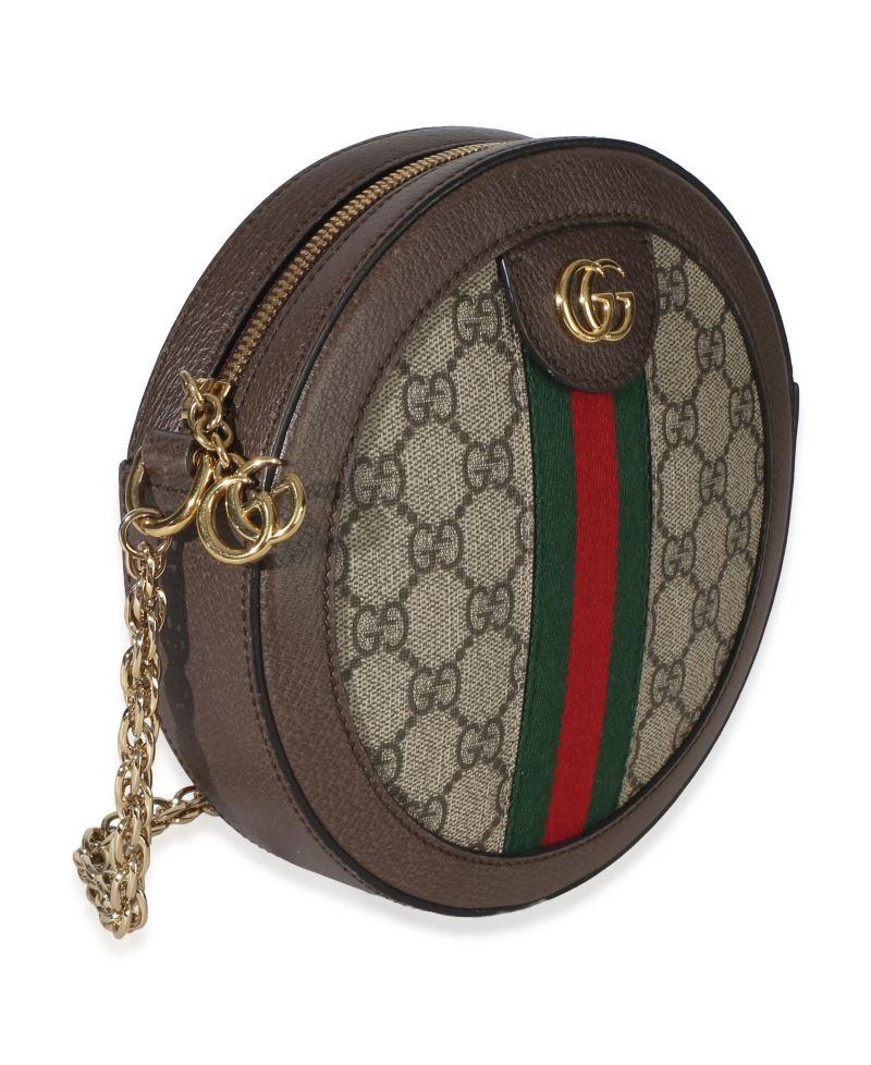 Beige GG Supreme Canvas Mini Ophidia Round Shoulder Bag
