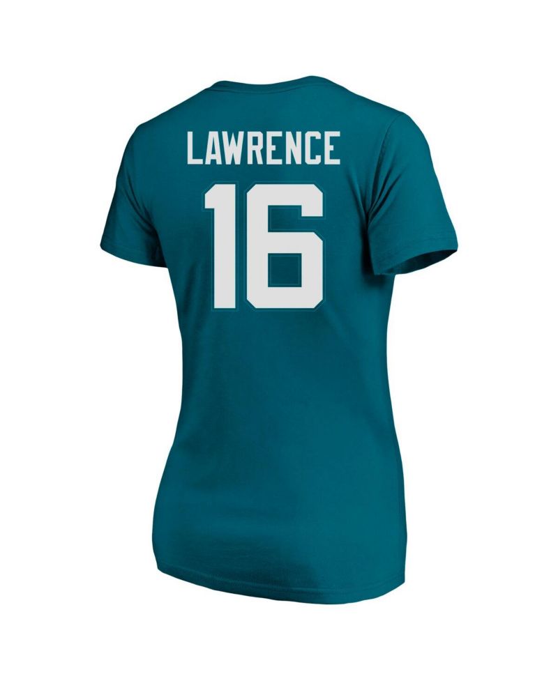 Women's Trevor Lawrence Teal Jacksonville Jaguars Plus Size Player Name & Number V-Neck T-Shirt