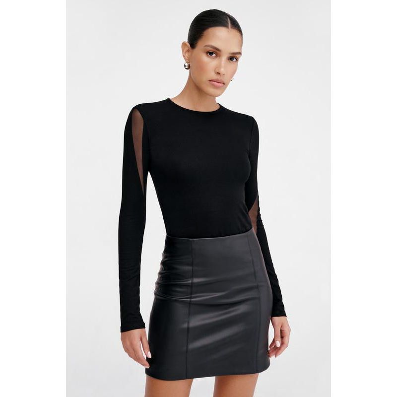 Women's Alley Crew-Neck Jersey Top with Mesh-Detail Sleeves