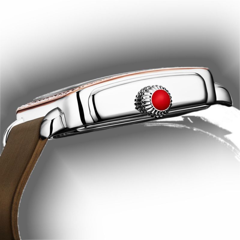 Elegant Women s Rectangular 35x47mm Dress Watch - Model 4060L.5, Rose Gold Crystal Bezel, Silver Case, Brown Leather Strap