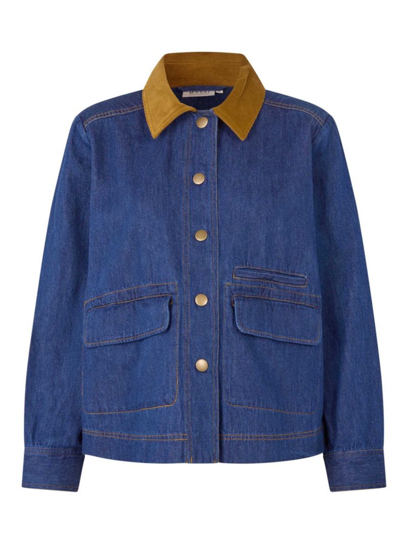 Women's Long Sleeve Velvet Collared Denim Jacket