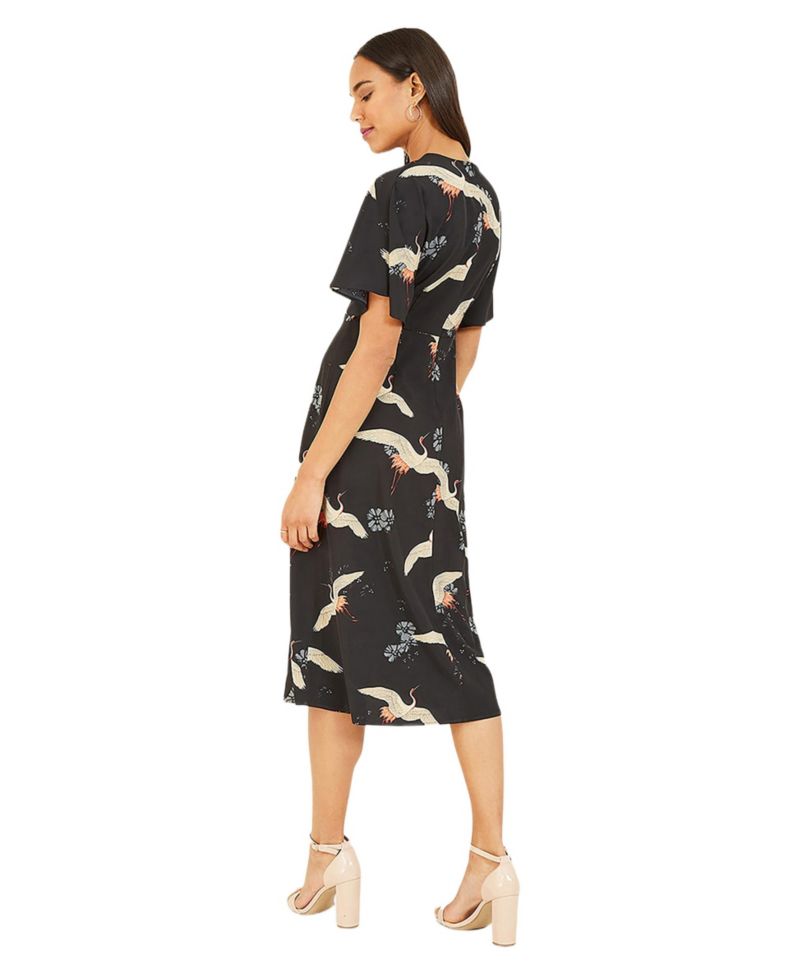 Women's Short Sleeve V-Neck Midi Dress