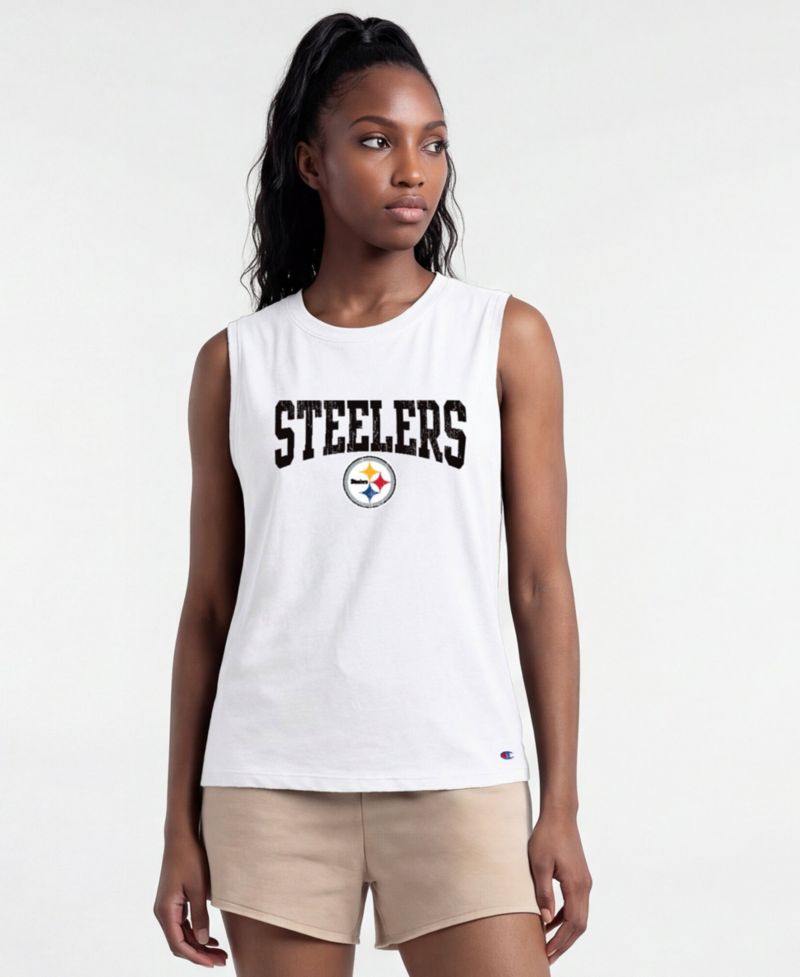 Women's Pittsburgh Steelers Distressed Crewneck Cotton-Blend Tank Top