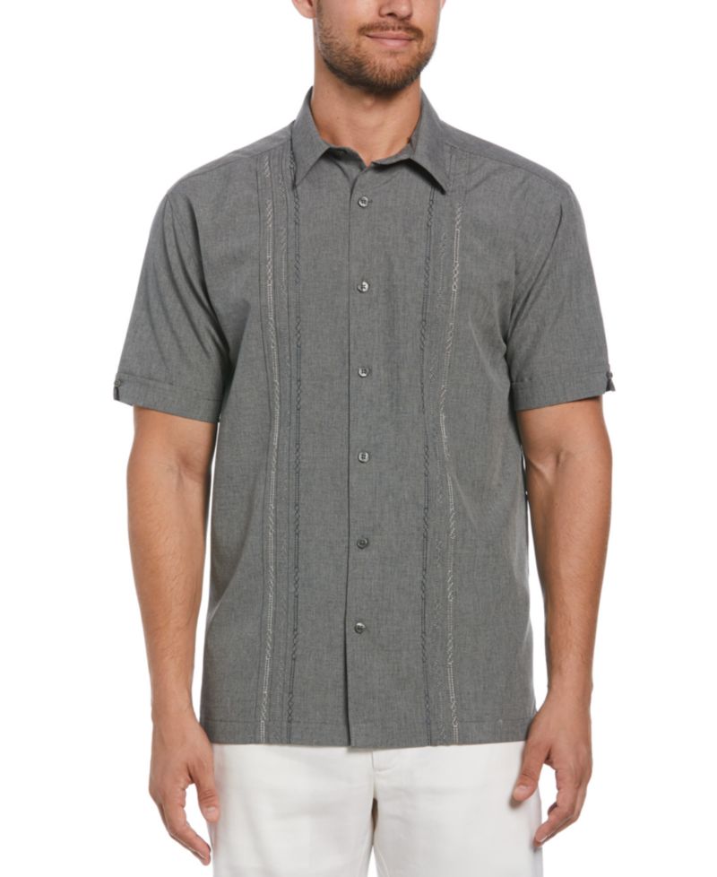Men's Geo Embroidered Panel Chambray Shirt