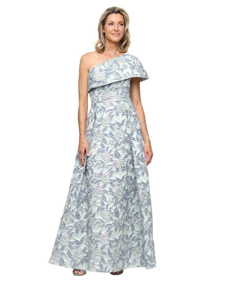 Petite One-Shoulder Jacquard Ball Gown