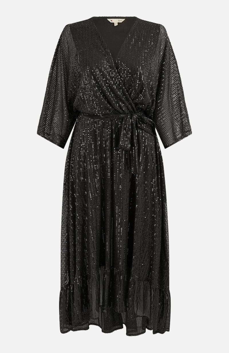 Women's Sequin Midi Wrap Dress