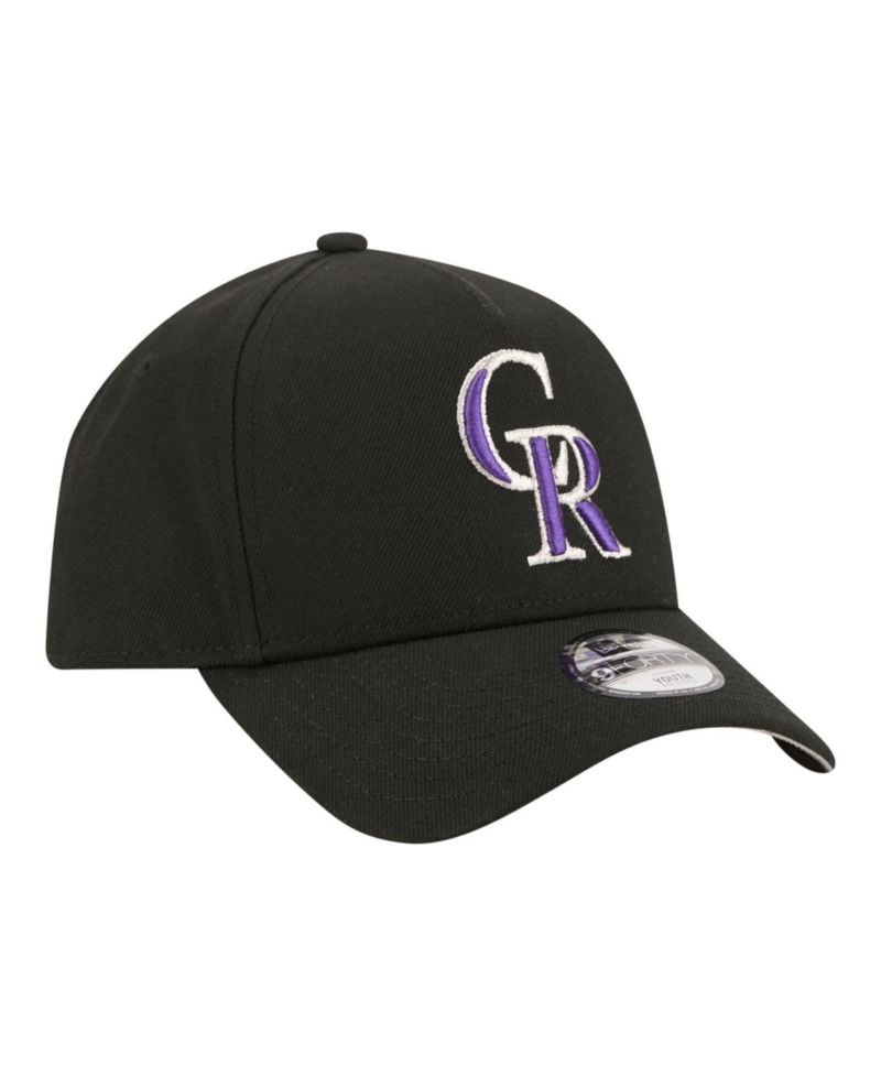 Big Boys and Girls Black Colorado Rockies 9FORTY A-Frame Adjustable Hat