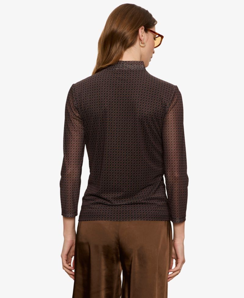 Women's Mesh Mock Neck 3/4-Sleeve T-Shirt