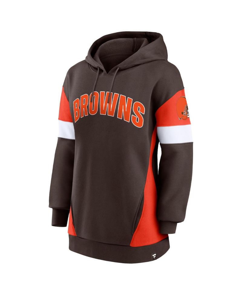 Women's Brown, Orange Cleveland Browns Lock It Down Pullover Hoodie