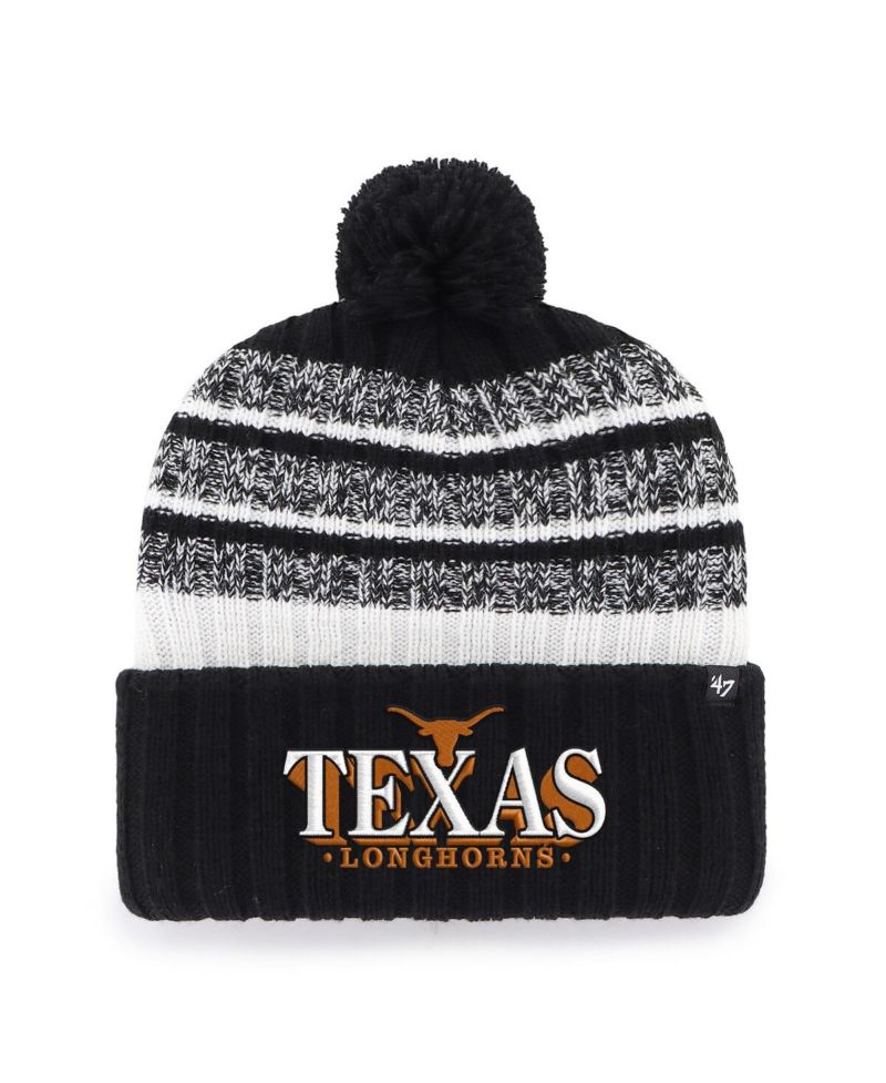 Men's Black Texas Longhorns Tavern Cuffed Knit Hat with Pom