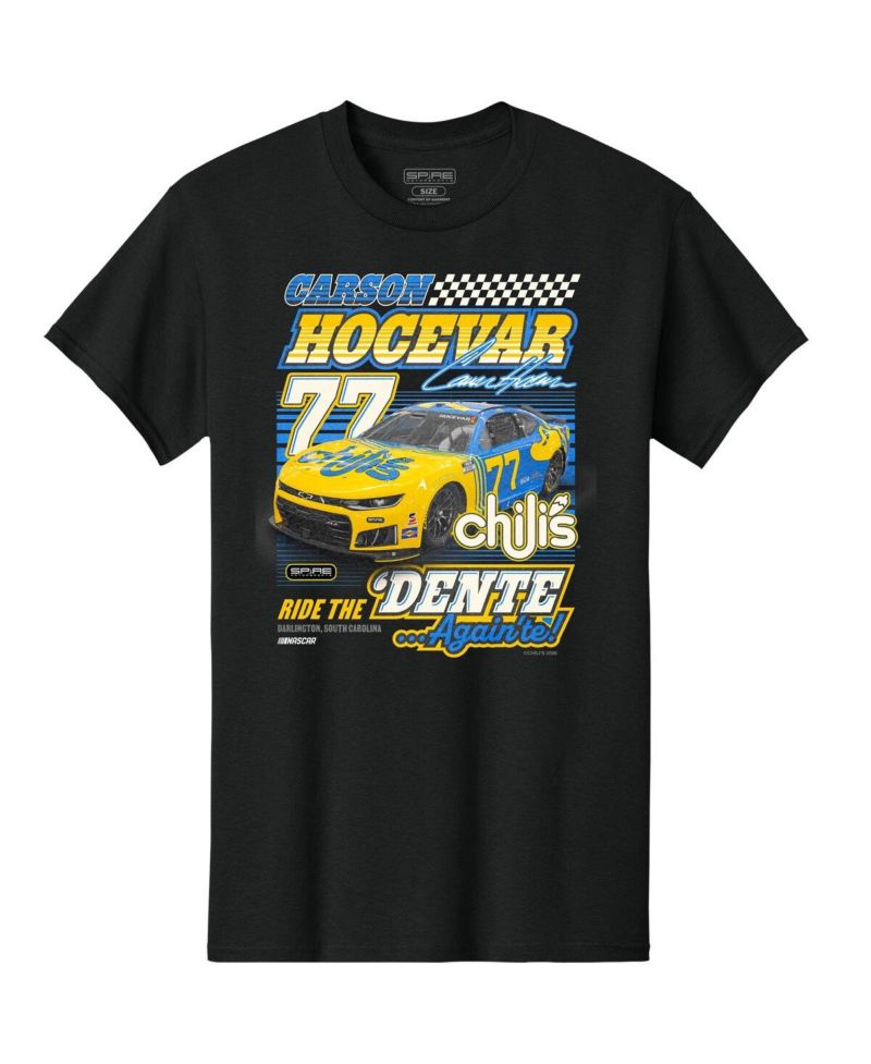 Men's Black Carson Hocevar 77 Chili's Car Throwback T-Shirt