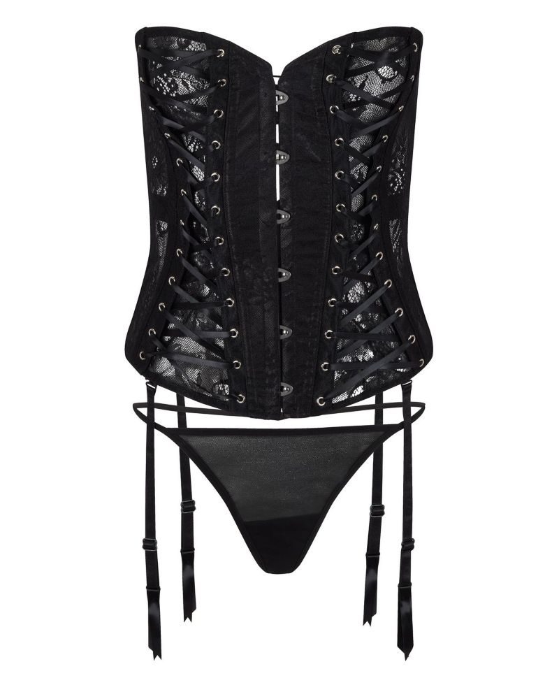 Women's Nikita Unlined Boned Corset and G-string Set