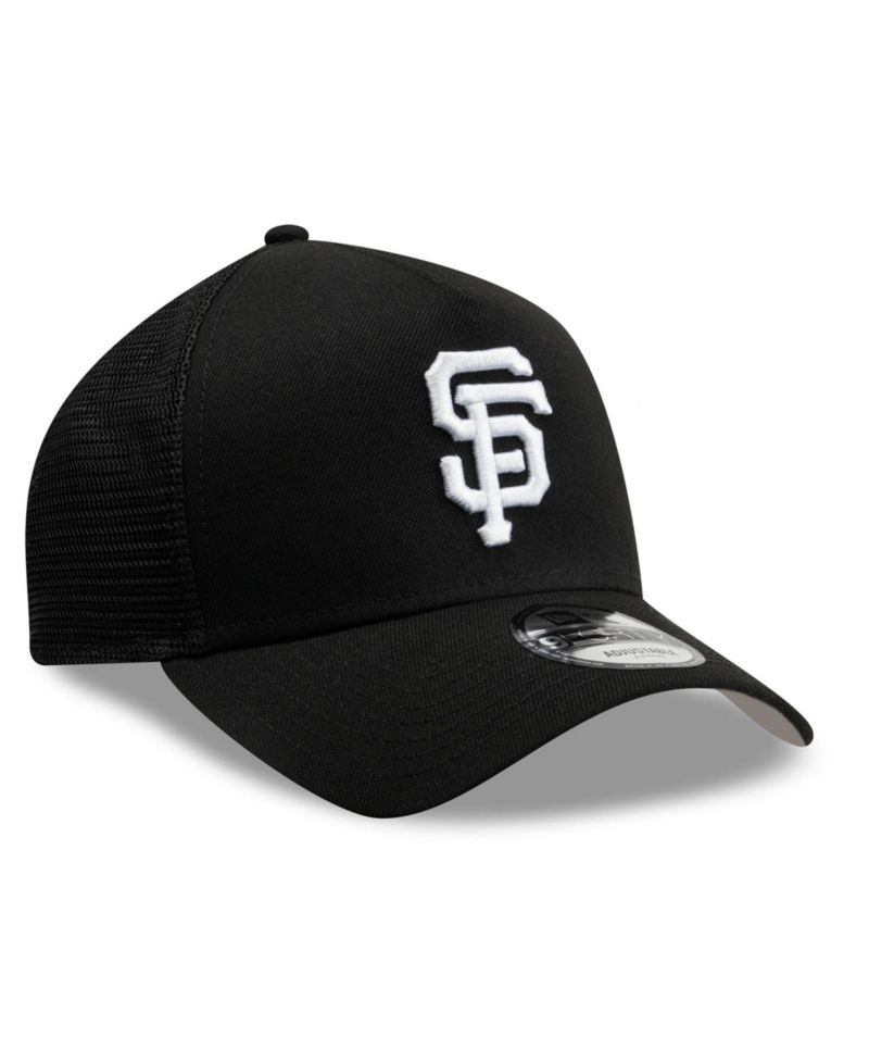Men's Black San Francisco Giants Side Script 9FORTY A-Frame Trucker Adjustable Hat