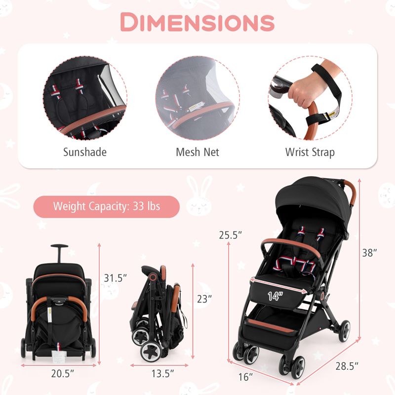 Lightweight Aluminium Frame Baby Stroller with Net