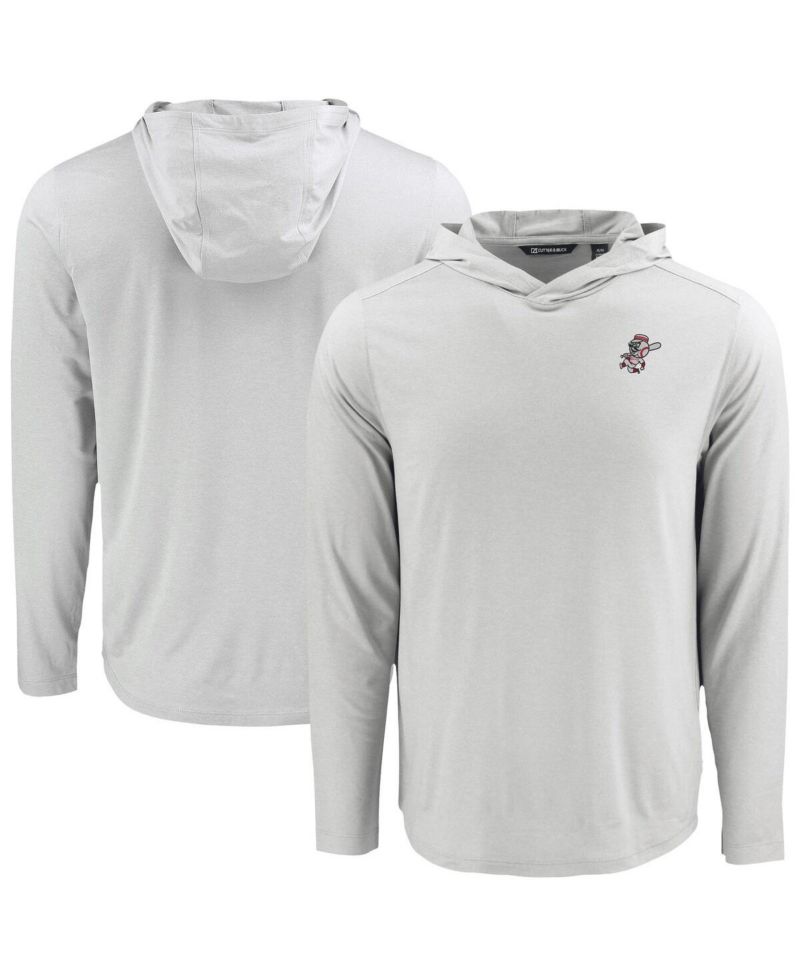 Men's Gray Cincinnati Reds Coastline Epic Comfort Eco Hoodie Long Sleeve T-Shirt