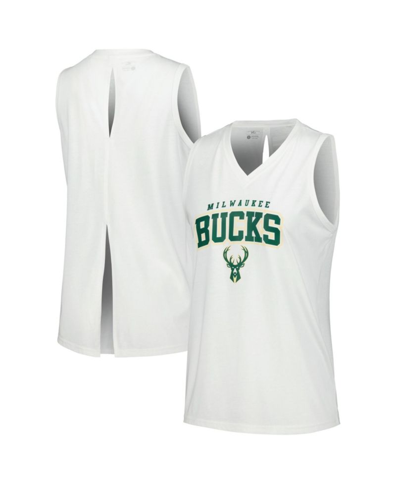 Women's White Milwaukee Bucks Paisley Peekaboo Tank Top