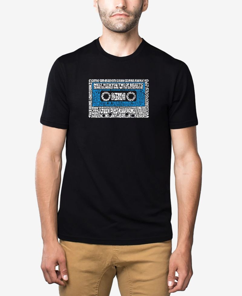 Men's Cotton/Poly Blend Word Art 80s One Hit Wonders Cassette T-shirt