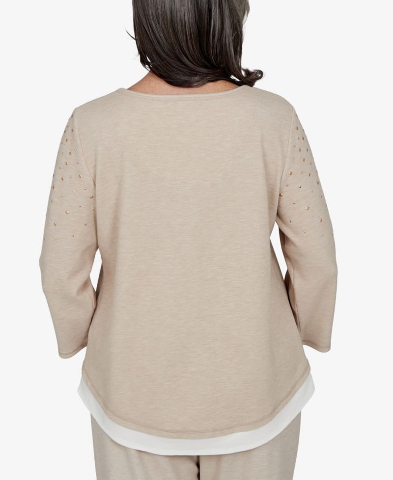 Petite Embellished 3/4-Sleeve Knit Top