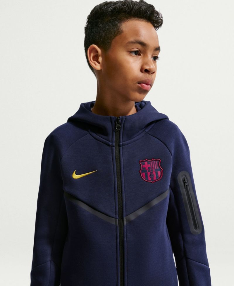 Big Boys and Girls Navy Barcelona Tech Fleece Raglan Full-Zip Hoodie