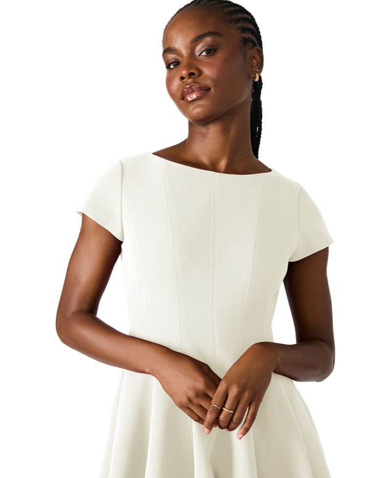 Women's Nili Boat Neck Short-Sleeve Fit & Flare Short Dress