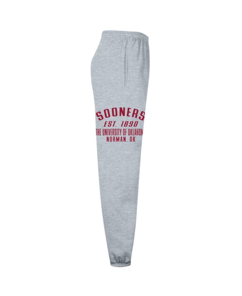 Men's Heather Gray Oklahoma Sooners Powerblend Banded Fleece Sweatpants