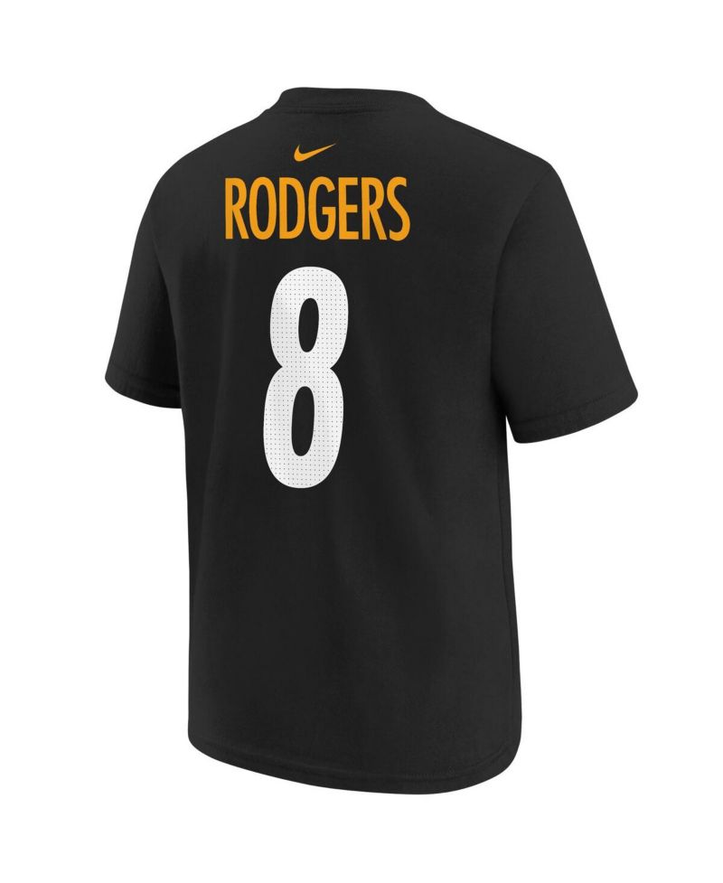 Big Boys and Girls Aaron Rodgers Black Pittsburgh Steelers Player Name & Number T-Shirt