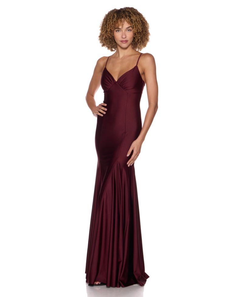 Juniors' V-Neck Shiny Knit Gown