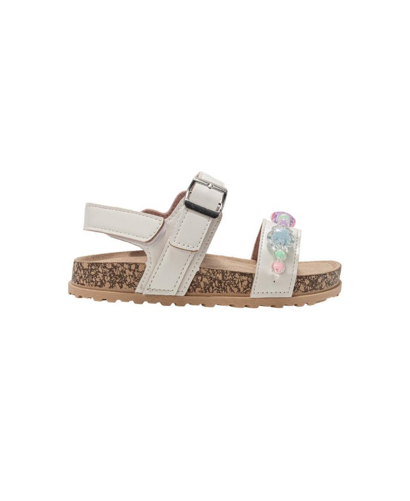 Little Girls Footbed Sandals - Comfortable Design & Beaded Ankle Strap