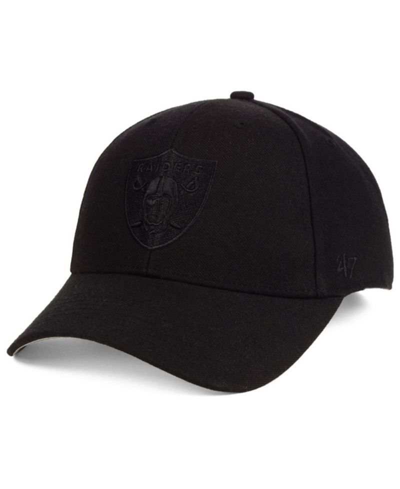 Las Vegas Raiders Black & Black MVP Strapback Cap