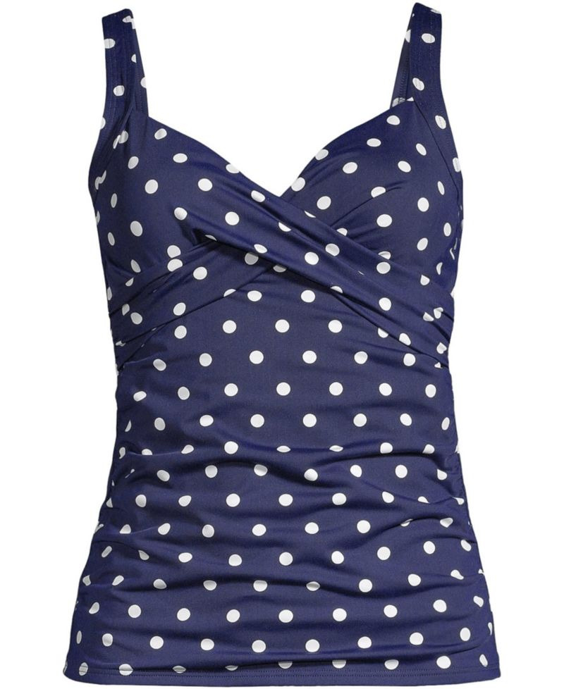 Women's Tummy Control V-Neck Underwire Tankini Swimsuit Top Adjustable Straps