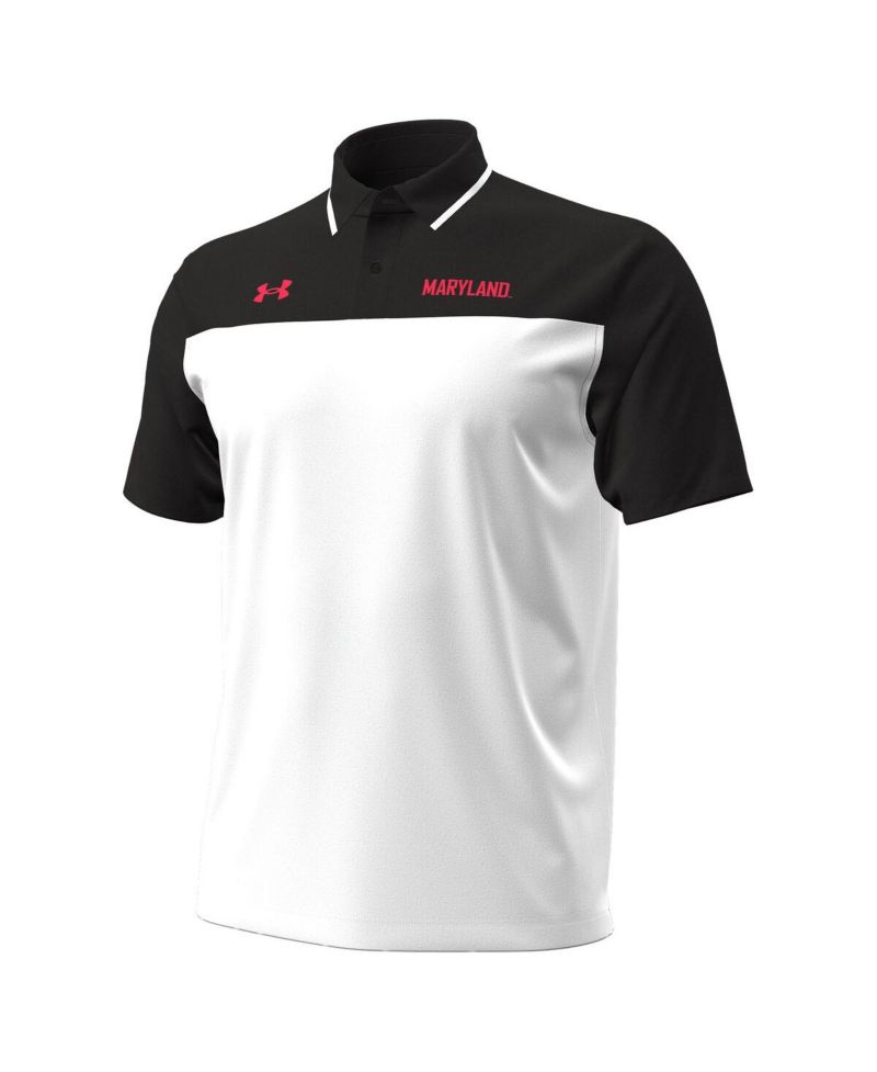 Men's White/Black Maryland Terrapins Green Blocked Polo Shirt