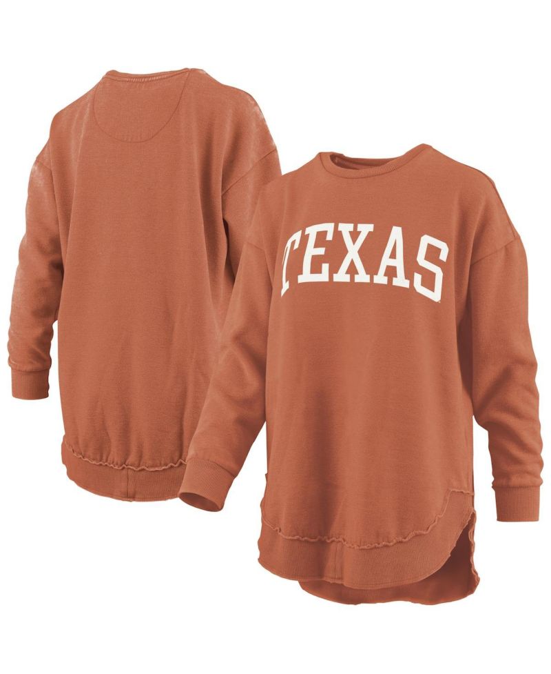 Women's Texas Orange Texas Longhorns Melange Poncho Vintage Fleece Long Sleeve Pullover Sweatshirt