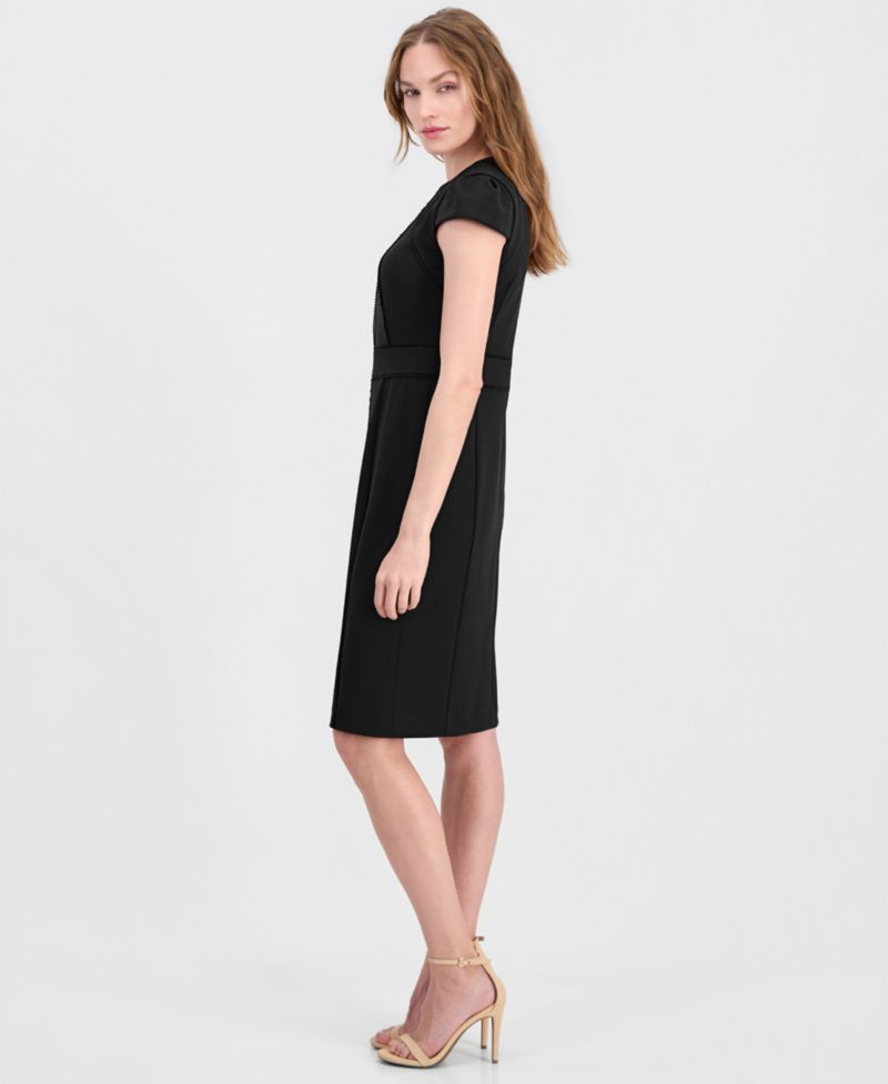 Women's Trim Seam Detail Crewneck Sheath Dress