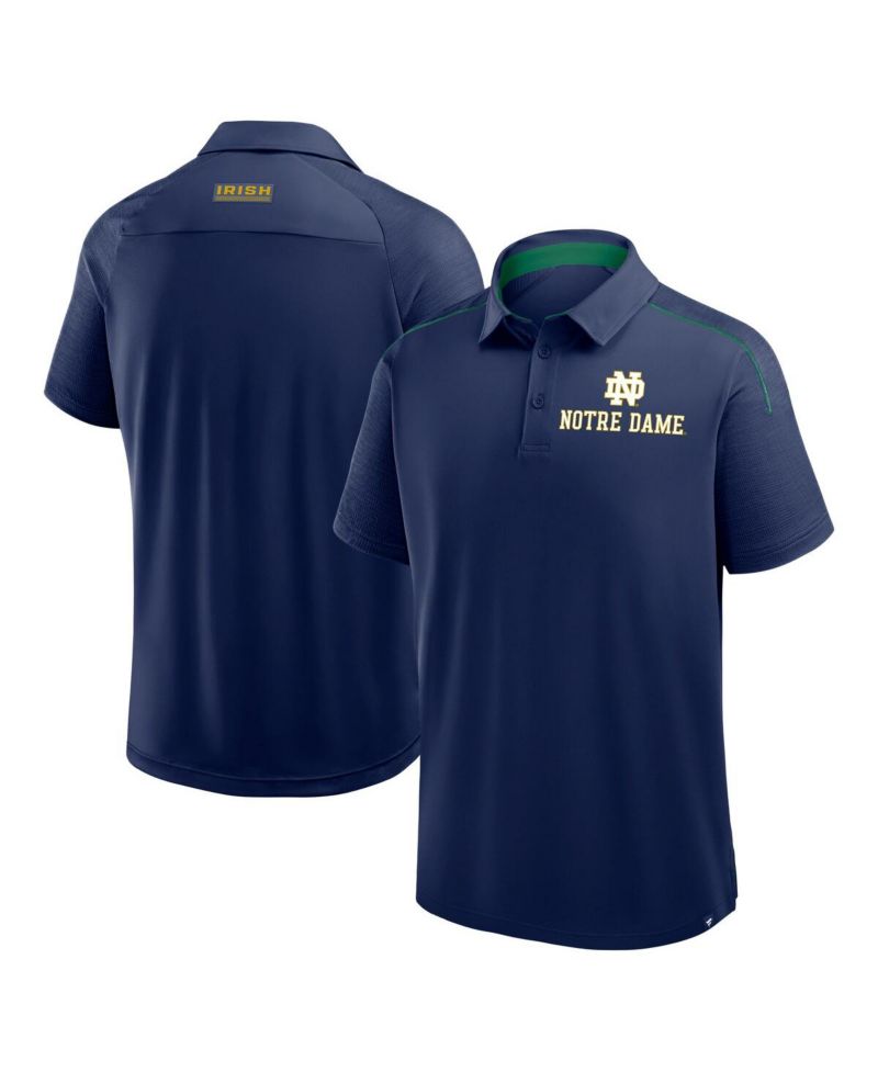 Men's Navy Notre Dame Fighting Irish Take the Lead Defender Raglan Polo Shirt