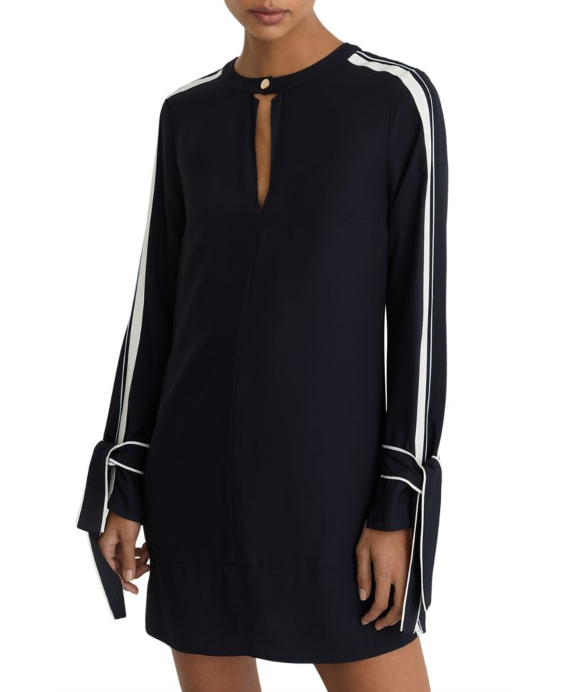 Women's Tammy Long-Sleeve Mini Shift Dress with Contrast Tipping