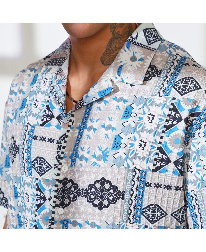 Abstract Seersucker Shirt