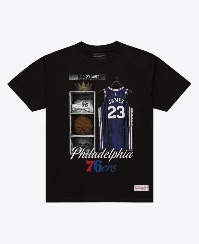 Men's LeBron James Black Philadelphia 76ers Locker Room T-Shirt